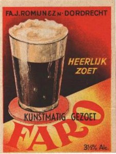 Label Faro (artificially sweetened), De Sleutel Dordrecht - Source: bieretiketten.nl