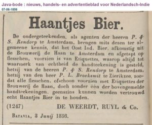 Haantjesbier: according to this advert, there were also counterfeit bottles of it in the Dutch East Indies.