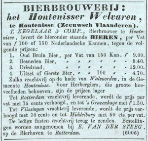 Driedraad on sale at the Hontenisser Welvaren brewery in Zeeuws-Flanders, NRC 2-7-1850.