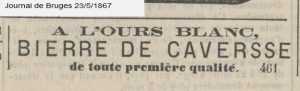 Caves on sale in Bruges, 1867, one of the last advertisements for it until it disappeared.