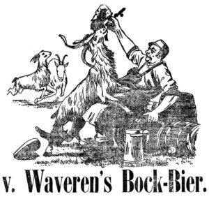 Advert for Van Waveren's bock beer, 1898.