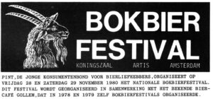 Annoiuncement of PINT's first bock festival in Amsterdam, 1980.