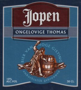 One of Jopen's older labels, featuring a ('Jopen'?) barrel.
